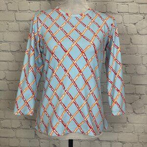 J McLaughlin Signature Tee Size S Catalina Cloth Blue Bamboo